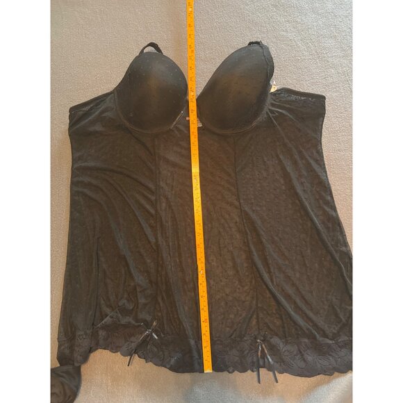 Bed of Roses Black 3X Lingerie Set Sheer Polka Dot Babydoll & Thong, Curvy, Lace - Picture 14 of 16